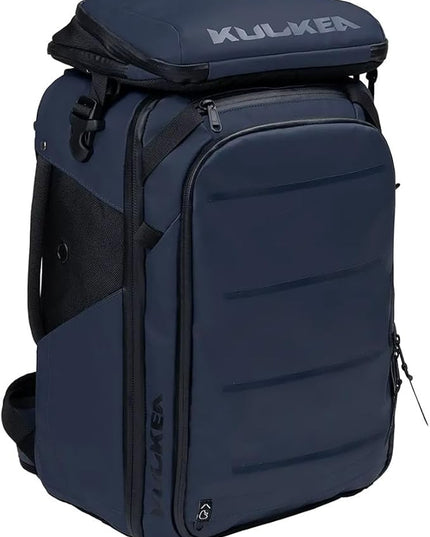 Käydä 36L Travel Backpack - Spacious Carry On Backpack with Detachable Travel Pouch, Magnetic Water Bottle Pocket, Passport and Laptop Pocket - Convertible Boot Bag for Snow Sports (Steel Blue)