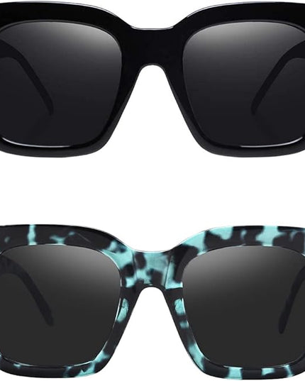 Vintage Women Oversized Sunglasses Designer Luxury Square Sun Glasses UV400 Protection Flat Lens