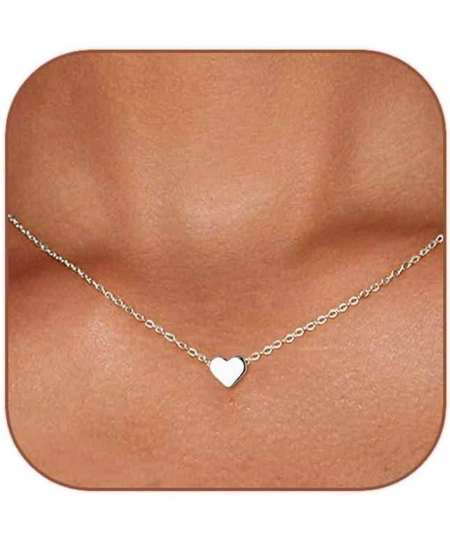 Cute Heart Necklace Dainty 18k Gold Plated Tiny Heart Pendant Choker Necklaces Small Gold Love Open Heart Chain Necklace for Women Simple Gold Necklace for Women Trendy Jewelry
