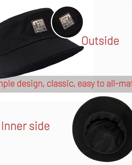 Cotton Bucket Hat for Women Men Summer Travel Sun Beach Bucket Cap, Unisex Outdoor Fisherman Hat