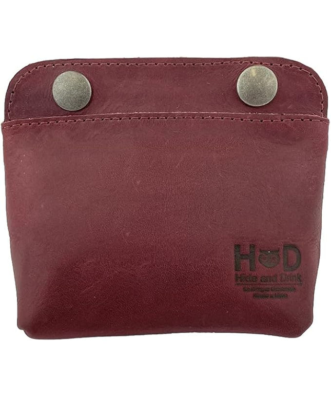 Hide & Drink, Leather Double Snap Pouch, Coin Purse, Cash & Card Holder, Cable Organizer, Makeup, Handmade Includes 101 Year Warranty (Sangria)
