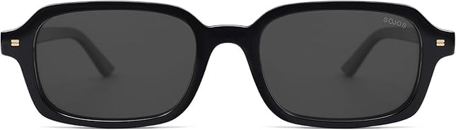 SOJOS Trendy Rectangle Polarized Sunglasses Womens Mens, Small Retro Fashion Thin Slim Square Sunnies SJ2610