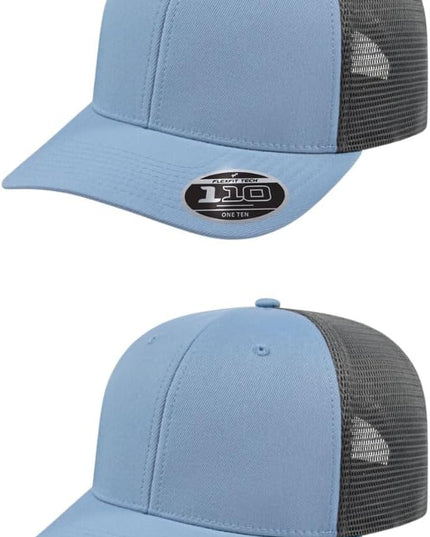 Cap America i8502 Flexfit 110 Premium Mid Profile 6-Panel Mesh Back Trucker Cap Hat w/UV Guard & Adjustable Snapback