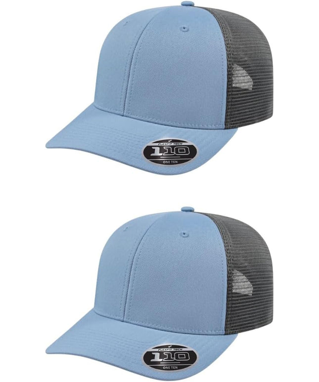 Cap America i8502 Flexfit 110 Premium Mid Profile 6-Panel Mesh Back Trucker Cap Hat w/UV Guard & Adjustable Snapback
