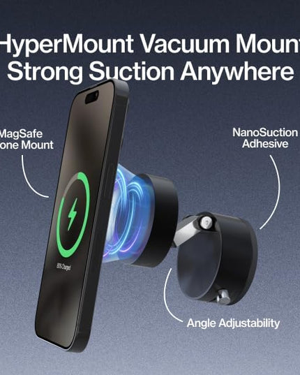Statik HyperMount®(Gen 2) Vacuum Phone Mount - Magnetic Phone Holder, Vacuum Seal Car Phone Mount, Use on Any Surface, Compatible with Apple MagSafe and Magnetic Rings Included for Android Devices