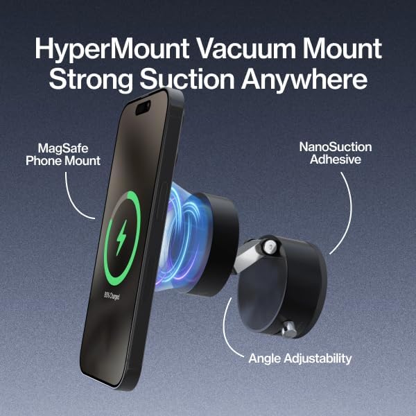 Statik HyperMount®(Gen 2) Vacuum Phone Mount - Magnetic Phone Holder, Vacuum Seal Car Phone Mount, Use on Any Surface, Compatible with Apple MagSafe and Magnetic Rings Included for Android Devices