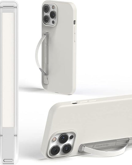 SleekStrip SleekGrip-Essential Ultra Thin Phone Grip Stand,Slim Metal Finger Loop Ring Hand Holder Strap Cell Phone Grips for iPhone 16 Pro Max,17 Air,Android,Case Back - Frosted x Pure White