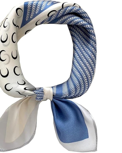 ANDANTINO 100% Pure Mulberry Silk Small Square Scarves -21'' x 21''- Digital Printed Neckerchief –Women Men Lightweight Scarf