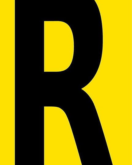 Mighty Line R Letter Alphabet Die Cut Location Markers, Large Decal Stickers for Pallet and Machinery Marking, Heavy-Duty, Peel and Stick Adhesive, Industrial Quality, 6"x10", Pack of 10, Yellow