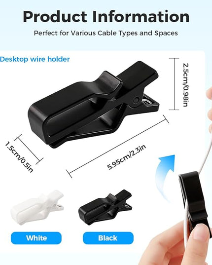Movable Cord Holder for Nightstand, 2026 New Upgrade Cord Organizer Holder, Cable Organizers USB Cable Holder Wire Organizer Cord Clips, Cable Hider for Home, Office,Cubicle Accessories (6, White)