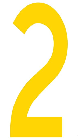Mighty Line 2 Number Floor Markers Decal Stickers Tape, Large Die Cut Outs, Heavy-Duty, Peel and Stick Adhesive, Industrial Quality, 4.5"x10", Pack of 10