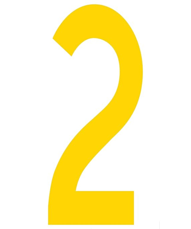 Mighty Line 2 Number Floor Markers Decal Stickers Tape, Large Die Cut Outs, Heavy-Duty, Peel and Stick Adhesive, Industrial Quality, 4.5"x10", Pack of 10
