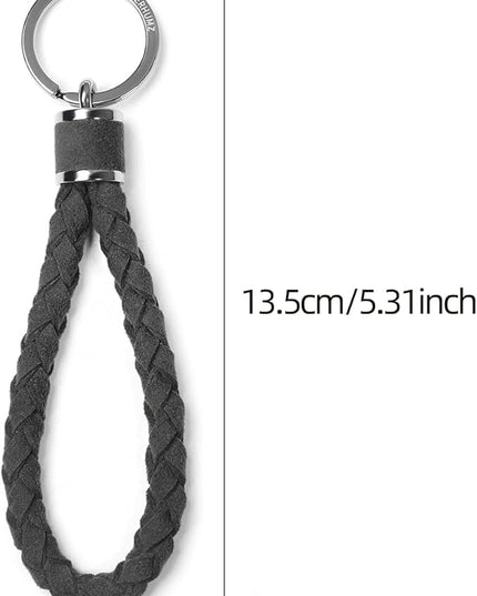 BETTERHUMZ Leather Key Fob Car Weave Keychain Ring Woven Strap Braided Key Chain for Alcantara Accessories