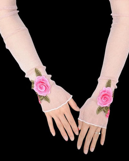 Specell Embroidered Flowers Lace Fingerless Gloves - for Bridal Wedding Cocktail Tea Party Evening Prom Costumes Cosplay