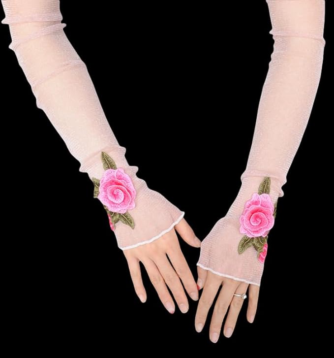 Specell Embroidered Flowers Lace Fingerless Gloves - for Bridal Wedding Cocktail Tea Party Evening Prom Costumes Cosplay