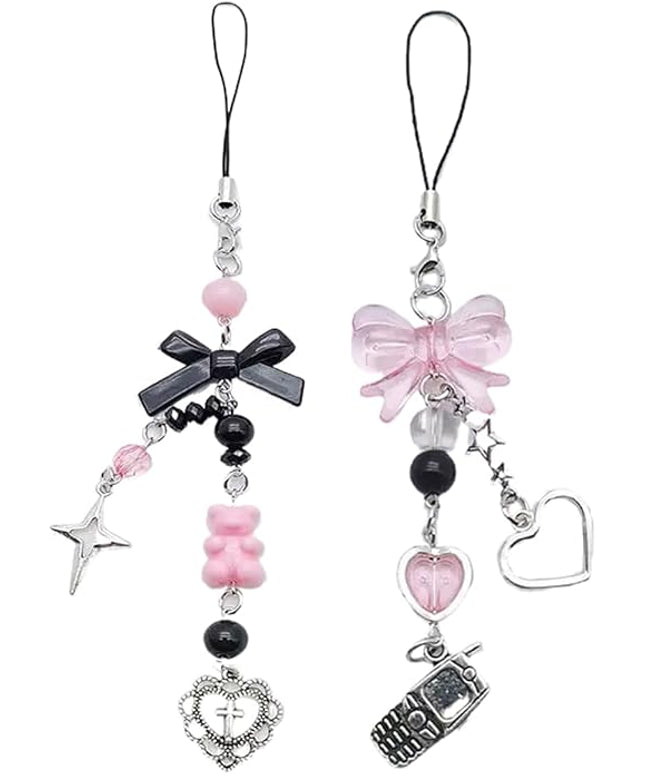 1-4PCS Cute Phone Charms Aesthetic Y2K Cell Phone Charms Strap Strawberry Butterfly Star PhoneCharm Y2K Accessories for Bag Keychain Airpods Camera Pendants Decor