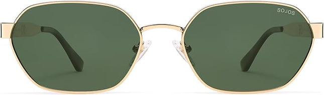 SOJOS Trendy Polarized Hexagon Sunglasses for Women Men, UV400 Retro Rectangle Shades SJ1238