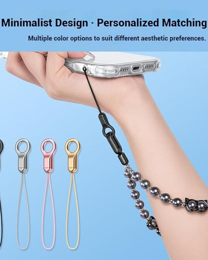 Phone Tether Tab & Cell Phone Charms Split Ring Strap 360° Swivel Clip Ultra Thin Stainless Steel Universal Lanyard Patch Cords DIY String for All Phone Cases Hanging USB Drive Keychain Accessories