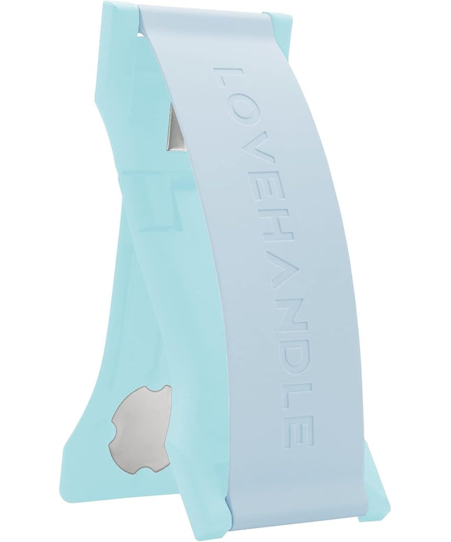 LOVEHANDLE PRO Premium Phone Grip - Silicone Phone Strap - Magnetic Phone Mount and Kickstand for Smartphone and Tablet - Frosty Blue Glow Silicone
