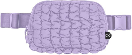 C.C Quilted Puffer Fanny Pack For Women Unisex - Daily Waist Crossbody Belt bag With Adjustable Strap (Lavender)