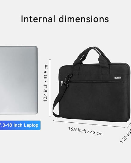 Voova Laptop Bag 17 17.3 Inch, 360° Protective Laptop Case Sleeve with Shoulder Strap Compatible with 17-18 Inch Lenovo Asus Acer Dell Hp, Waterproof Computer Bag Slim Briefcase for Men Women, Black