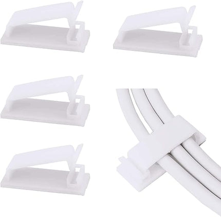 SOULWIT® 50 x Self-Adhesive Cable Management Clips for USB Cable TV, Charger, Audio, Wire Clamp for Table, Car, Office, Home
