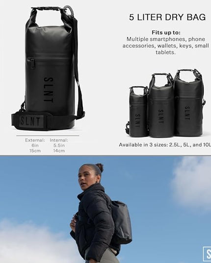 SLNT Waterproof Faraday Dry Bag - 420D Waterproof Nylon Signal Blocking Backpack - Protects Electronics from Water, Spying, Hacking - Blocks RFID, WiFi, Bluetooth, NFC, Cellular, GPS, EMF (5 Liter)