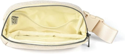 C.C Glitter Tiny Mesh Fanny Pack For Women Unisex - Shimmering Daily Waist Crossbody Belt bag With Adjustable Strap (Champagne)
