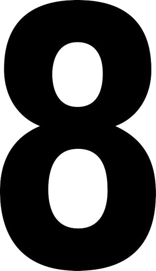 Mighty Line 8 Number Die Cut Location Markers, Large Decal Stickers for Pallet and Machinery Marking, Heavy-Duty, Peel and Stick Adhesive, Industrial Quality, 6"x10", Pack of 10, White
