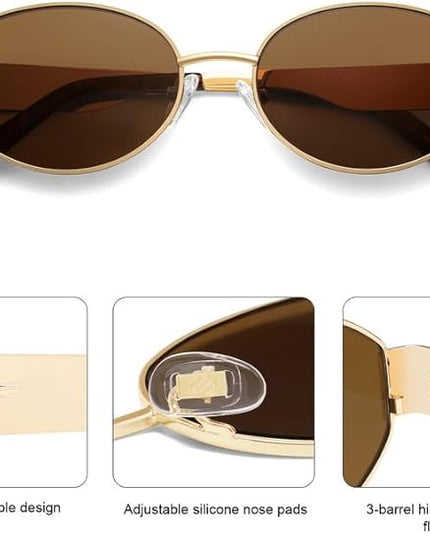 SOJOS Retro Oval Sunglasses for Women Trendy Classic Shades UV400 Protection SJ1256