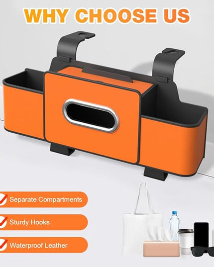 3-in-1 Car Backseat Organizer with Cup Holder, Tissue Box, Trash Bin & Hooks, 2026 Multifunctional Back Seat Car Organizer for Phones, Snacks, Drinks, and Handbags (black)