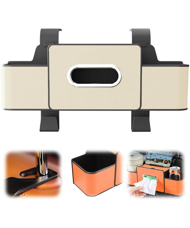 3-in-1 Car Backseat Organizer, 2025 New Car Window Storage Tray, Multifunctional back seat organizer, Universal car seat organizer for SUV and sedan, Vehicle seat organizer (Beige)