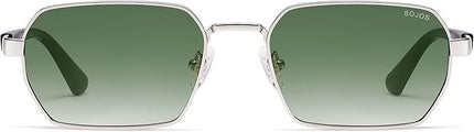 SOJOS Retro Rectangle Polarized 90s Sunglasses for Women Men,Trendy Narrow Hexagon Square Shades SJ1270