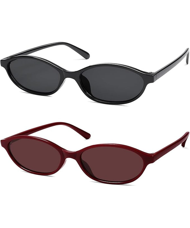 Retro Oval Cat Eye Sunglasses for Women Y2k Trendy Narrow Sunnies Designer Sun Glasses AR82253