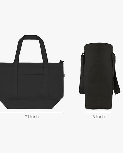 Eco Right Canvas Tote Bag for Women with Zip & Inner Pocket, 100% Organic Cotton Tote Bags for Men, Shopping, Beach