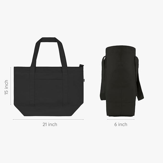Eco Right Canvas Tote Bag for Women with Zip & Inner Pocket, 100% Organic Cotton Tote Bags for Men, Shopping, Beach
