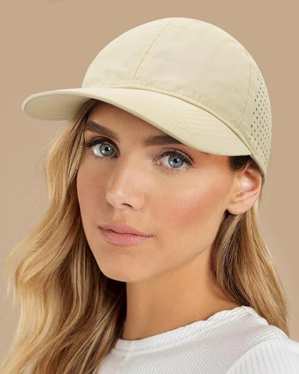 Xinveen Quick Dry Baseball Cap Curved Brim Snapback Hat Laser Cut Mesh Ball Cap Golf Ball Cap for Men Women
