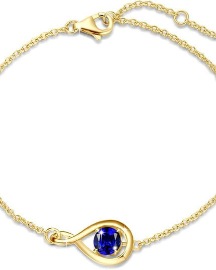 FANCIME Love Bracelet 925 Sterling Silver Infinity Birthstone Bracelets for Women Fine Jewelry Birthday Christmas Gifts for Her Mom Wife, Chain Length 6.7"+1.2" Extend