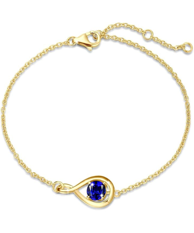 FANCIME Love Bracelet 925 Sterling Silver Infinity Birthstone Bracelets for Women Fine Jewelry Birthday Christmas Gifts for Her Mom Wife, Chain Length 6.7"+1.2" Extend