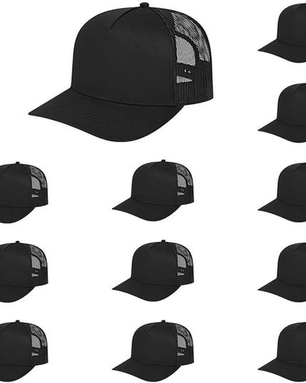 Cap America i3039 Classic 5 Panel Mid Profile Structured Trucker Mesh Back Cap w/ & Adjustable Snapback