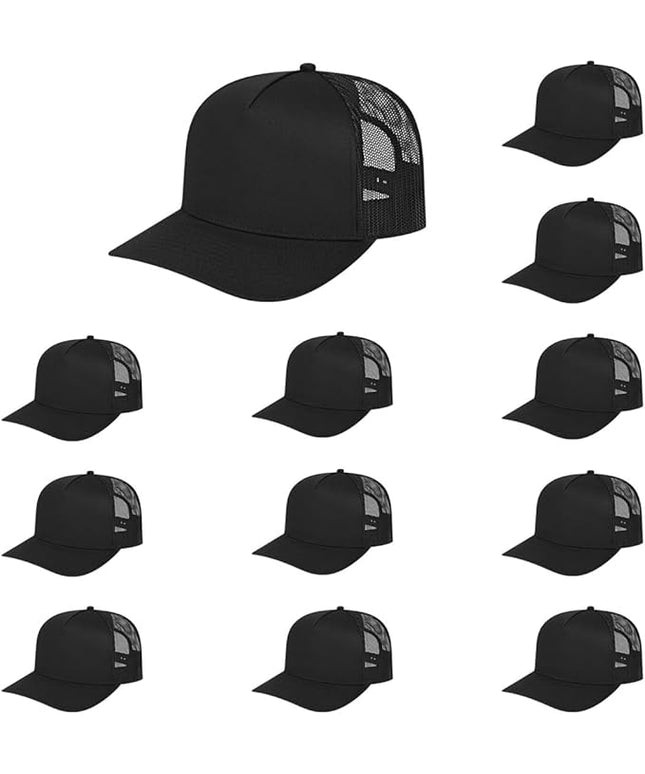 Cap America i3039 Classic 5 Panel Mid Profile Structured Trucker Mesh Back Cap w/ & Adjustable Snapback