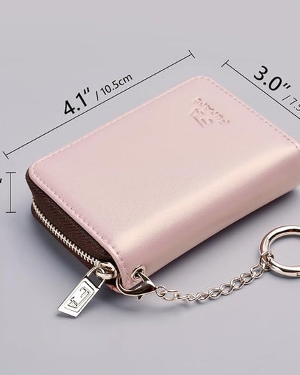 FurArt Zipper Wallet Women, RFID Blocking Credit Card Wallet, Business Card Holder, Compact Size KeyChain Wallet