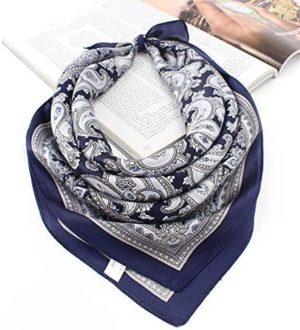ANDANTINO 100% Real Mulberry Silk Scarf -21'' x 21''- Lightweight Neckerchief –Women Men Small Square Digital Printed Scarves