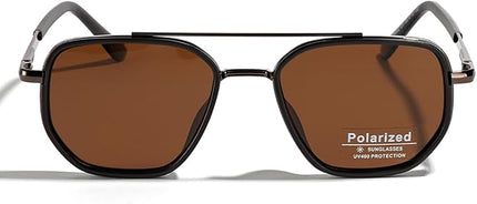 Polarized TR90 Sunglasses Vintage Square Flattop Sun Glasses Double Bridge Metal UV400 Eyewears