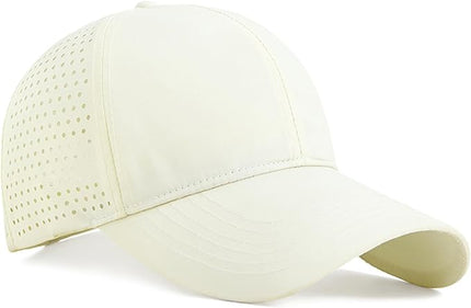 Xinveen Quick Dry Baseball Cap Curved Brim Snapback Hat Laser Cut Mesh Ball Cap Golf Ball Cap for Men Women