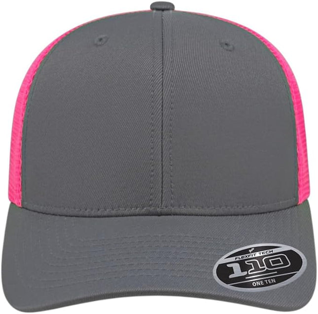 Cap America i8502 Flexfit 110 Premium Mid Profile 6-Panel Mesh Back Trucker Cap Hat w/UV Guard & Adjustable Snapback