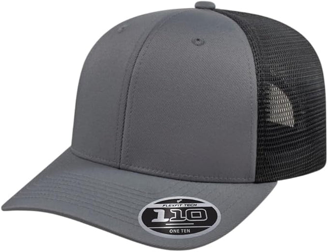 Cap America i8502 Flexfit 110 Premium Mid Profile 6-Panel Mesh Back Trucker Cap Hat w/UV Guard & Adjustable Snapback