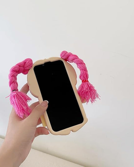 Case for iPhone 14 Pro,3D Kawaii Phone Cases Funny Cute Cartoon Girls Have Long Hair Soft Silicone Gel Drop Protection Case Women Girls for iPhone 14 Pro