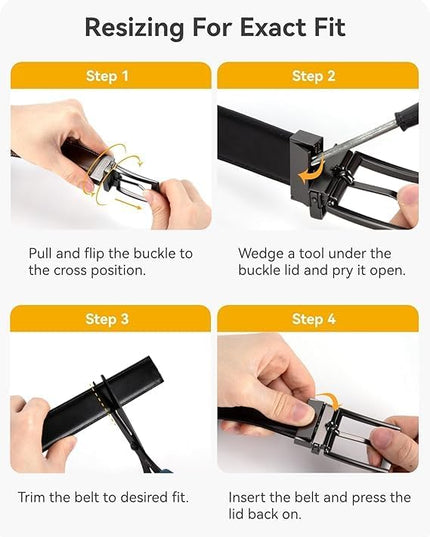 CHAOREN Reversible Belt Men 1 Piece - 1.25" Leather Dress Belt - Trim to Fit for Elegant Style