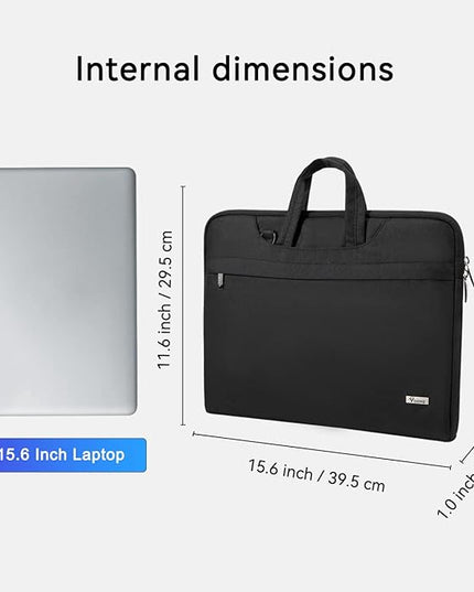 Voova Laptop Bag 15.6 Inch, Waterproof Computer Sleeve Carrying Case with Shoulder Straps & Handle Compatible with Macbook Air 15 M2/M3/M4, MacBook Pro 15/16, 15-16 Inch Hp Dell Lenovo Asus, Black